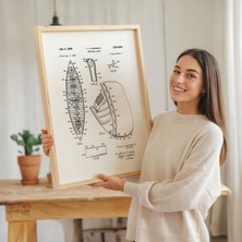 Pegziz Kano Gövde Yapısı Patent Çizimi Tablosu Duvar Dekor Tablo