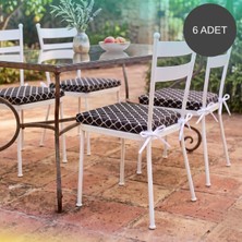 Bhomes Concept 6 Adet 40X40 cm Siyah Bağcıklı Sandalye Minderi Pamuk Polyester Kumaş Mutfak ve Bahçe Minder