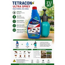 KULSAN Tetracon Ultra Sprey + Basınçlı El Pompası 2’li Set(Hamam Böceği, Sivrisinek, Karasinek, Pire, Tahtakurusu, Akrep, Kene)