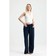 Rose Arya Lacivert Tensel Yıkamalı Beli Lastikli Pantalon