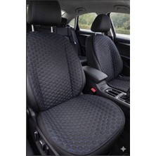 Tomoni Hyundai Accent Blue Uyumlu Kaydırmaz Tabanlı Oto Koltuk Minder Seti - 5 Li Full Set-Sünger Destekli- Kapitoneli- Terletmez Kumaş-Pratik Kurulum (Siyah-Mavi)