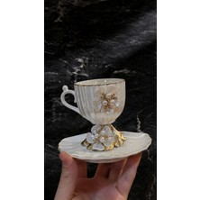 Elta Collection Lüks Figürlü Detaylı Kahve Fincanı Takımı | Gold Ayaklı Şık Türk Kahvesi Fincanı