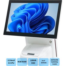 Iromx WP-1215W I5 12.gen 8gb 128GB 15.6’’ Wıfı/dahili Slip Yazıcılı Beyaz Endüstriyel Pos Pc