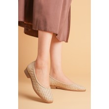 Analin Shoes Kadın Hakiki Deri Örgü Detaylı Babet