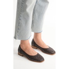 Analin Shoes Kadın Hakiki Deri Örgü Detaylı Babet