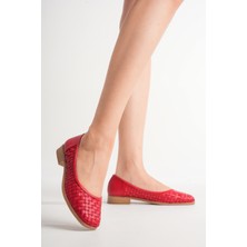Analin Shoes Kadın Hakiki Deri Örgü Detaylı Babet