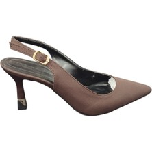 Taşçı Ayakkabı Ventes 878139Z Kadın 8cm Kadeh Boyu Sivri Burun Arkası Açık Saten Stiletto Ayakkabı