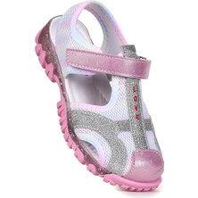 Kiko Kids Pembe Cırtlı Kız Çocuk Sandalet Tekstil Malzeme ile Rahat Kullanım Sunar