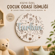 Hippodeco Kişiye Özel Ahşap Isimlik - Safari Hayvanları Figürlü Bebek Odası Dekorasyonu - 25 cm Duvar Aksesuarı
