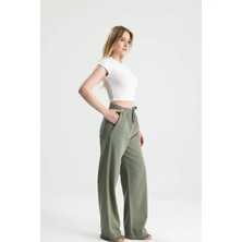 Rose Arya Yeşil Kirli Paça Pantolon
