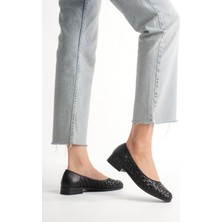 Analin Shoes Kadın Hakiki Deri Örgü Detaylı Babet