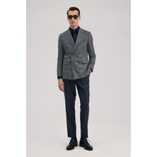 Jakamen Lacivert Slim Fit Kruvaze  Takım Elbise