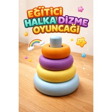 Mibe.co Renkli Halka Dizme Oyuncağı Eğitici Montesorri Bebek Oyuncağı