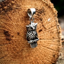 Ebrar Silver Gümüş Baykuş Kolye Ucu 925 Ayar Gümüş Baykuş Figürlü Unisex Kolye Ucu Kuş Kolye
