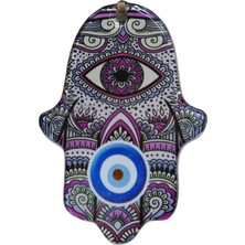 Mixperi 10X15 cm Cam Fatma Ana Eli Duvar Süsü - Nazarlık Motifli Mini Boy Otantik Duvar Dekoru - Askılı Hamsa Eli Ev Hediyesi