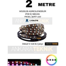 Adreslenebilir Magic LED 5V WS2812B IP30, 2m, 60 Chip Renkli Işık Şeridi