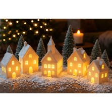 Mibe.co Tealight House Christmas Decor. Işıklı Ev Dekorasyon Seti 5 Li Aydınlatma Set
