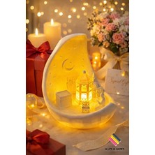 Esdiva Butik Ramazan Ayı Kabe Temalı LED Işıklı Fanoş Dekor 15 cm Rahleli Ay Şehri Tasarımı