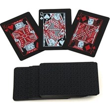 Su Geçirmez Oyun Kartları Desteği, 54'lü, Parlak, Siyah-Kırmızı, 8,7x5,7cm