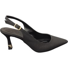 Taşçı Ayakkabı Ventes 878139Z Kadın 8cm Kadeh Boyu Sivri Burun Arkası Açık Saten Stiletto Ayakkabı