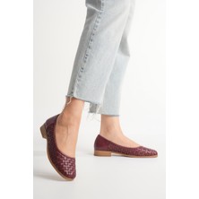 Analin Shoes Kadın Hakiki Deri Örgü Detaylı Babet