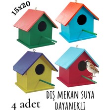 Değerli Hobi Ahşap Kuş Yuvası Dış Mekan Suya Dayanıklı 4 Adet