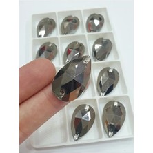 Füme Damla Kristal Dikme Taşı, 24 Adet, 18X27 Mm, El Işi ve Takı Yapımı Için Ideal