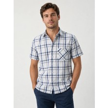 Eren Style Pamuklu Linen Kumaş Kısa Kollu Erkek Gömlek (Regular Kalıp)