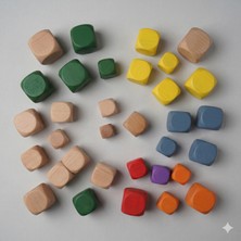 Hippodeco Doğal Ahşap Hobi Küpü Seti 15 Adet - 3cm, 2.5cm, 2cm Karışık Boy Boyasız Küpler