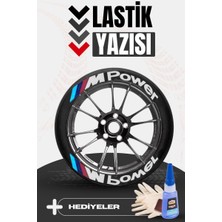 Baghes M Power Motosiklet ve Otomobil Araç 3D Oto Lastik Yazısı Sticker Arma Seti – 8 Adet
