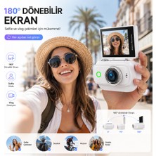 Tarçın Viora Mini 4K Aksiyon Kamerası 180° Döner Ekran Wifi Geniş Açı Taşınabilir Vlog Kamera