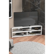 Modern Beyaz Köşe Tv Sehpası, Şık ve Fonksiyonel Ev Dekoru Için Ideal.