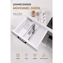 Fevito Çekmece Içi Bıçaklık Organizer Bölmeli Mutfak Düzenleyici Beyaz S-11029
