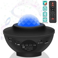 Renkli Yıldızlar Gökyüzü Projeksiyon Gece Lambası, Uzaktan Kumandalı, Bluetooth Müzik Çalar