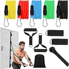 Renkli 11 Parça Çok Fonksiyonlu Pilates ve Güç Direnç Lastiği Spor Seti
