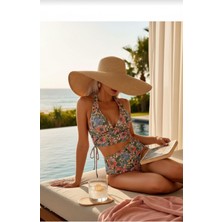 Serenda Boutique Lucygırls Desenli Yandan Yüksek Bel Büzgülü Bikini Takımı