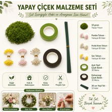 Mutkin Yapay Çiçek Malzeme Seti Hobi Dıy Buket Aranjman Seti 10 gr Yapay Yosun 3 Renk Tohum 2 Renk Çiçek Bandı Yeşil Tel