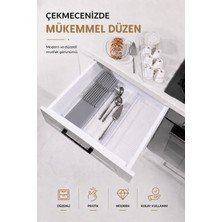 Fevito Çekmece Içi Bıçaklık Organizer Bölmeli Mutfak Düzenleyici Gri S-11029