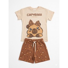 Capybara Baskılı Kız Çocuk 2'li Takım