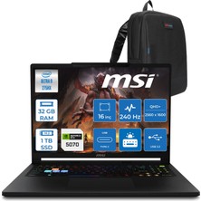 Msi Raider 16 Hx B2WGX-018TR Intel Core Ultra 9 275HX 32GB Ddr5 1tb SSD RTX5070 12GB 115W Freedos 16" QHD+(2560X1600) 240Hz OLED Oyuncu Bilgisayarı 018TRF01 + Zetta Çanta