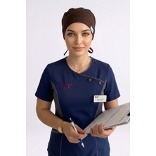 Nur Medikal Giyim Unisex Düz Koyu Kahverengi Cerrahi Bone Doktor Hemşire Ameliyat Saç Bonesi
