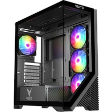 Binbir Göz Bilgisayar Vento VG4202FL 750W 80+ Br Gen5 4X12CM Rgb Fan E-Atx Temperli Cam 2xusb2.0/1xusb3.0 Siyah Gamıng Kasa