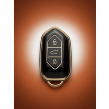 Keymatik Togg T10X T10F 3 Tuşlu Smart Nano Koruma Anahtar Kılıfı Siyah Gold Altın Renk Yüksek Kalite