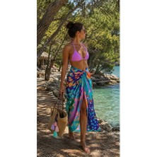 Bolder Stella-Turkuaz Navy Blue Desen Pareo Iç Göstermeyen Parlak KUMAŞ-95CM*145CM