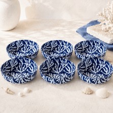 Sarkap Home 10 cm Çap, 3.2 cm Yükseklik 6'lı Mavi Mercan Dondurmalık ve Çerezlik Seti