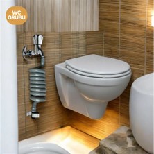 Plasyay Spiral Wc Taharet Hortumu Duvar Sabitlemeli Kelepçeli Yeni Ürün 1.5 Metre