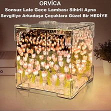 3D Sonsuz Lale Gece Lambası, Sihirli Ayna Işıklı, Öğrenci, Hediye