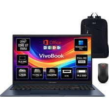 Asus Vivobook 15 Core 7 150U 24 GB 512 GB SSD 15.6'' Windows 11 Pro X1504VA-BQ5456 Notebook +Boz Çanta ve Mouse