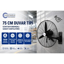 Çifçioğlu Siyah Duvar Vantilatörü 30 Inç 75 cm Uzaktan Kumandalı 150 Watt