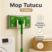 2’li Mop Tutucu, Duvara Yapıştırmalı Güçlü Bantlı Askı, Banyo Mutfak Düzenleyici